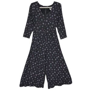 Vintage Rampage Floral Print Jumpsuit Size 7 Black Rayon